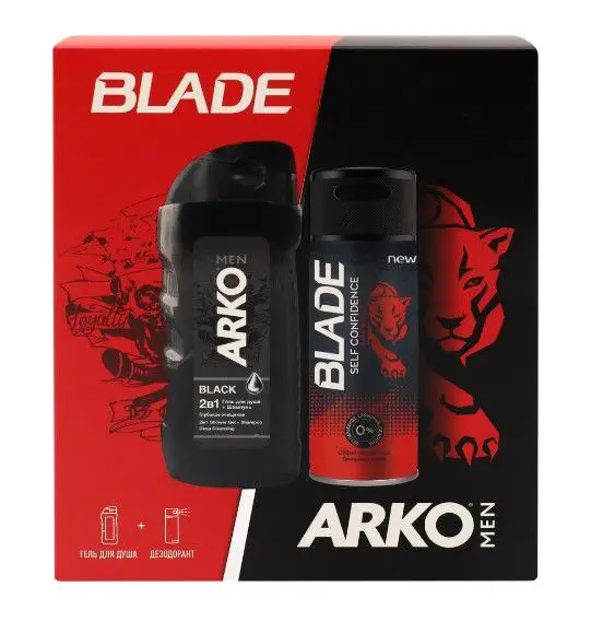 Arko men подарочный набор гель для душа black 260 мл + дезодорант 150 мл