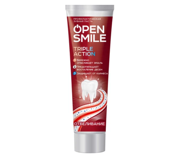 Open Smile профилактическая зубная паста triple action отбеливание 50 мл