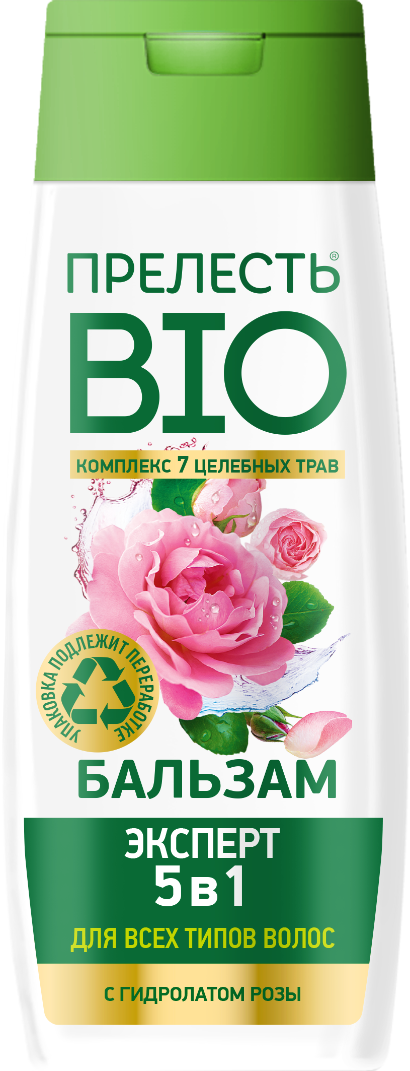 ПРЕЛЕСТЬ-БИО Бальзам для волос поврежденных и секущихся с гидролатом розы 5 в 1, 250 мл