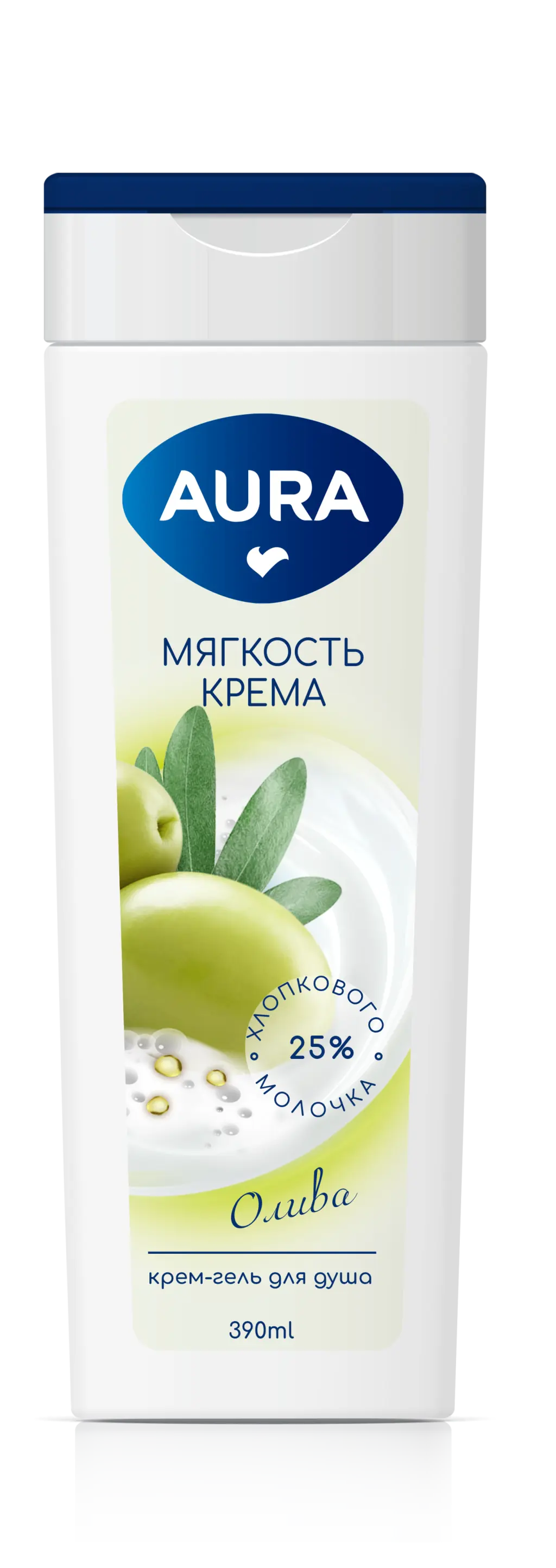 Aura крем гель для душа олива флакон флиптоп 390 мл