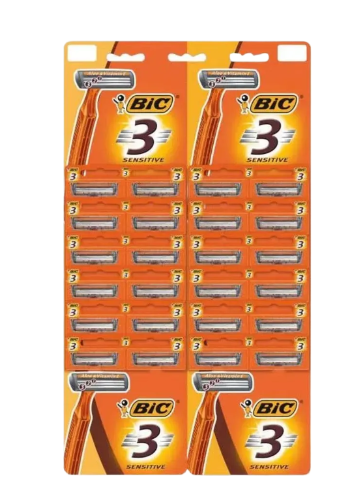 BIC 3 Sensitive станки одноразовые на карте с тремя лезвиями заказ кратно 24 штукам
