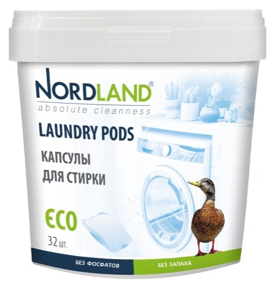 NORDLAND капсулы для стирки средство для стирки бесфосфатное 32 шт
