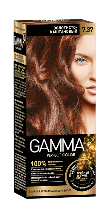 Gamma Perfect Hair стойкая крем краска тон 7.37 золотисто каштановый