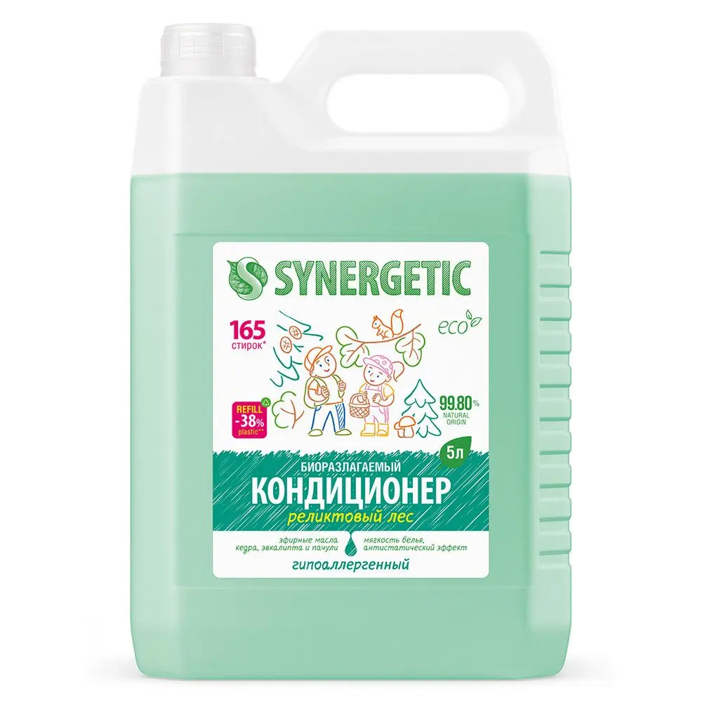 Synergetic кондиционер ополаскиватель для белья реликтовый лес 5 л 165 стирок