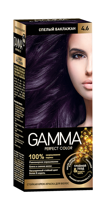 Gamma Perfect Hair стойкая крем краска тон 4.6 спелый баклажан