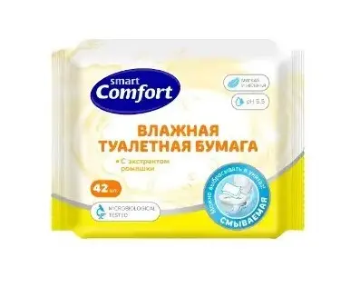 Smart comfort Туалетная бумага влажная с экстрактом ромашки 42 шт.