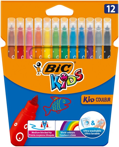 BIC Цвет. фломастеры Kid Couleur750, (кор. 12 цветов)