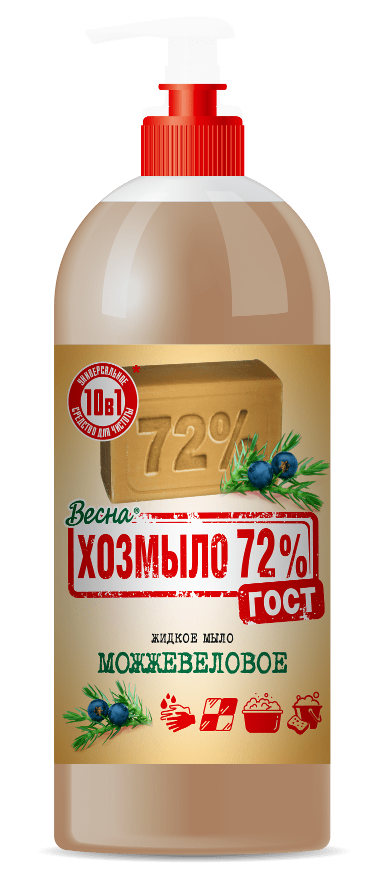 Весна хозмыло72% жидкое мыло 860 г