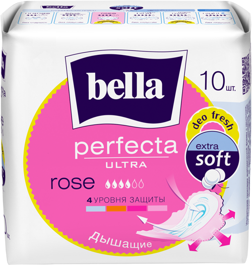 Прокладки супертонкие BELLA PERFECTA ULTRA ROSE DEO, 10шт (розов)