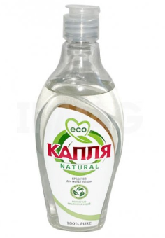 КАПЛЯ Natural Жидкое сроедство для мытья посуды 100% PURE 500 г