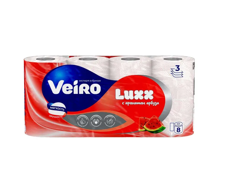 Veiro туалетная бумага luxx ароматизированная арбуз 3 х слойная 8 шт