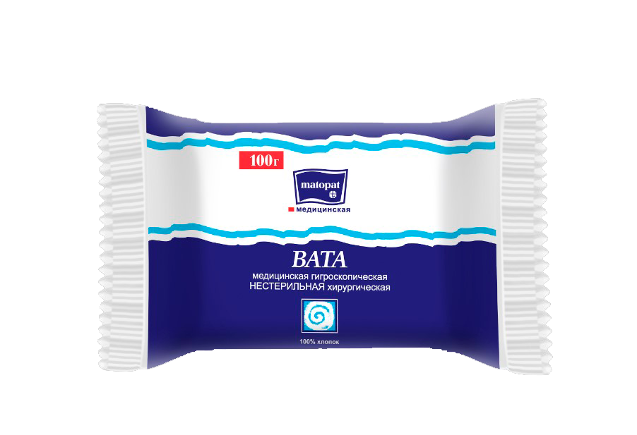 Вата хлопковая BELLA 100г, 100% хлопок в рулоне