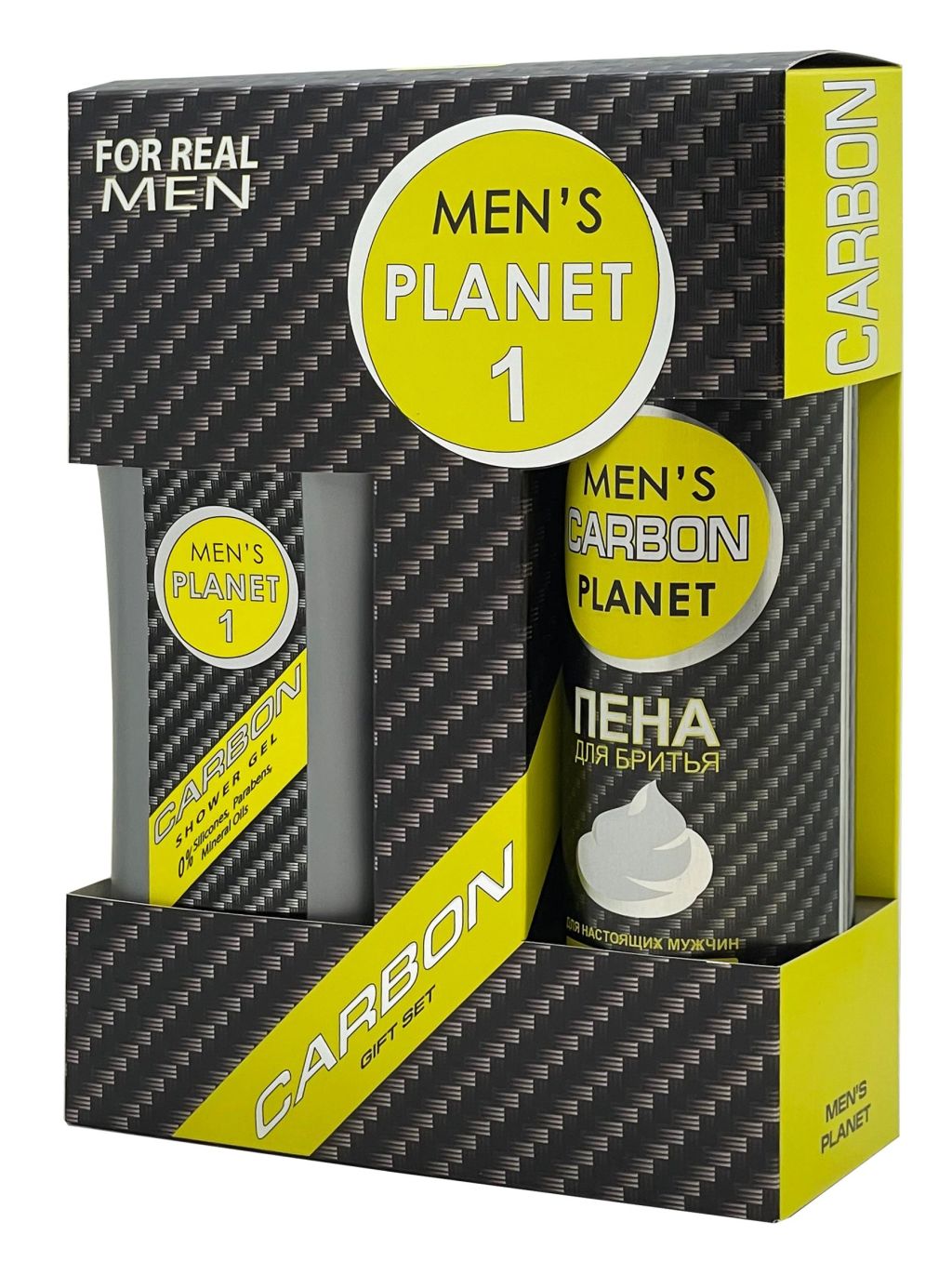 Men's Planet  Carbon 1 подарочный набор гель для душа 250 + пена для бритья 200 муж