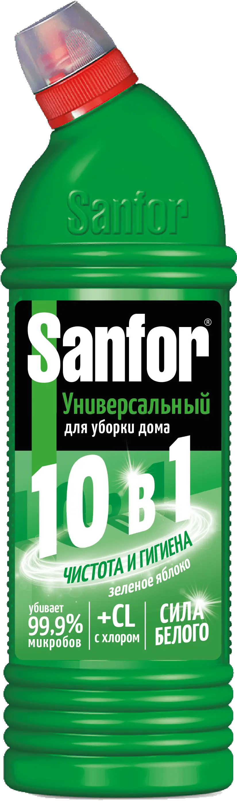 Sanfor средство для чистки и дезинфекции 10 в1 зеленое яблоко 750 мл