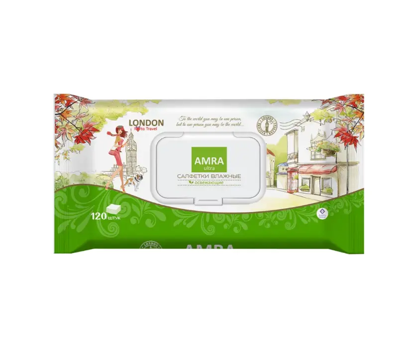 Amra салфетки влажные освежающие 120 шт