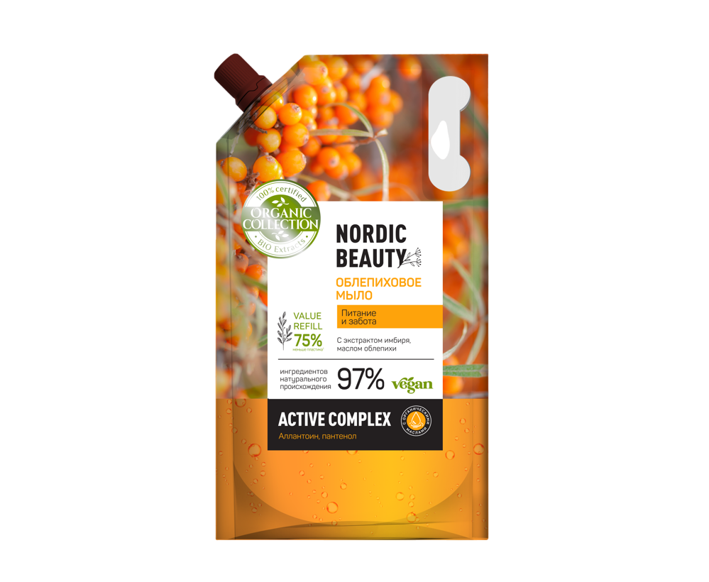 Organic collection облепиховое мыло питание и забота дой пак 1000 мл