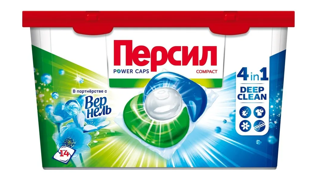 Персил power cups капсулы для стирки свежесть от вернель 4в1 14 шт