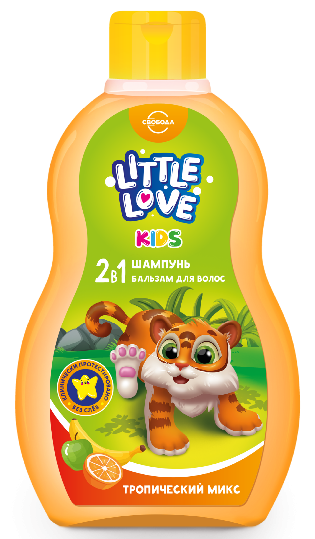 Little love детский шампунь бальзам для волос 2 в1 тропический микс 400 мл