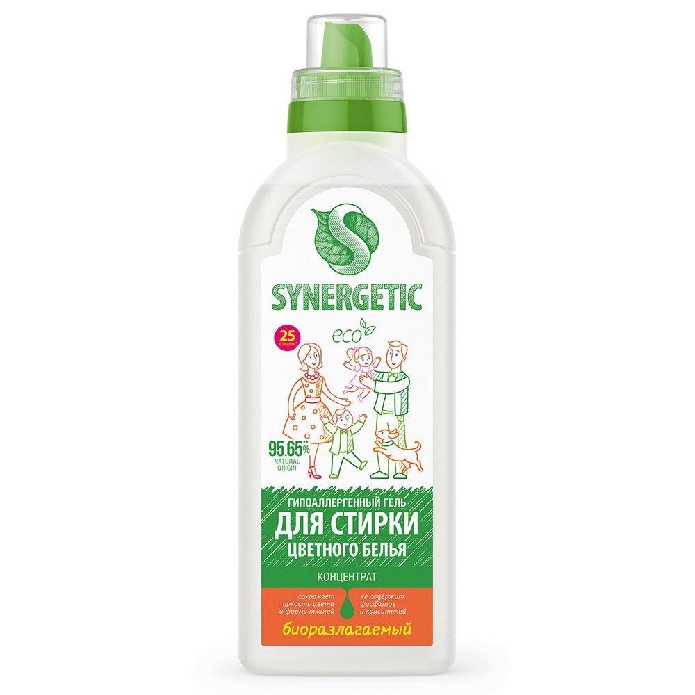 Synergetic гель для стирки для цветного белья 0,75 л 25 стирок