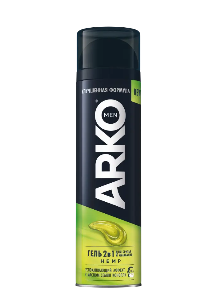 Arko men гель 2 в 1 для бритья и умывания hemp с маслом семян конопли 200 мл