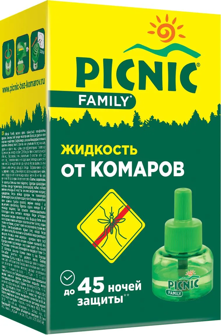 Picnic жидкость от комаров 45 ночей 30 мл