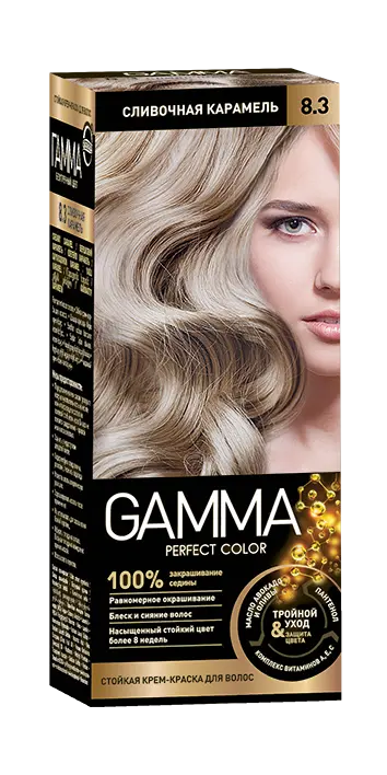 Gamma Perfect Hair стойкая крем краска тон 8.3 сливочная карамель