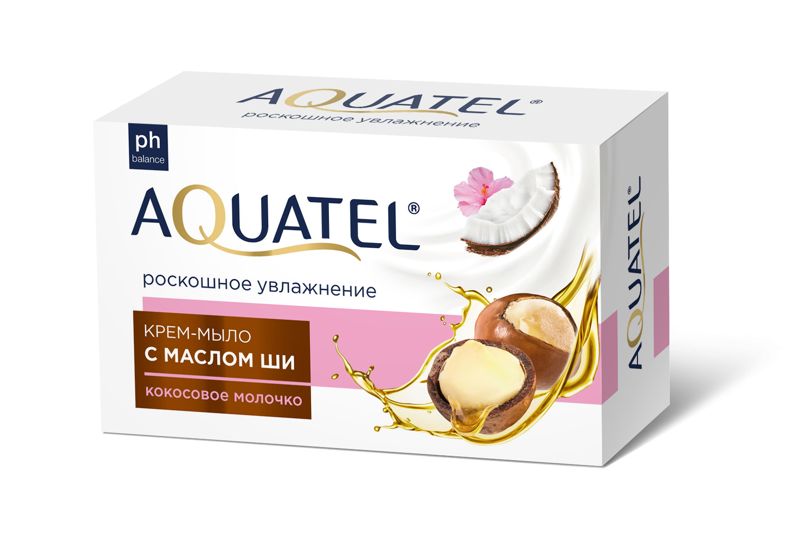 AQUATEL крем мыло твердое кокосовое молочко масло ши 90 г