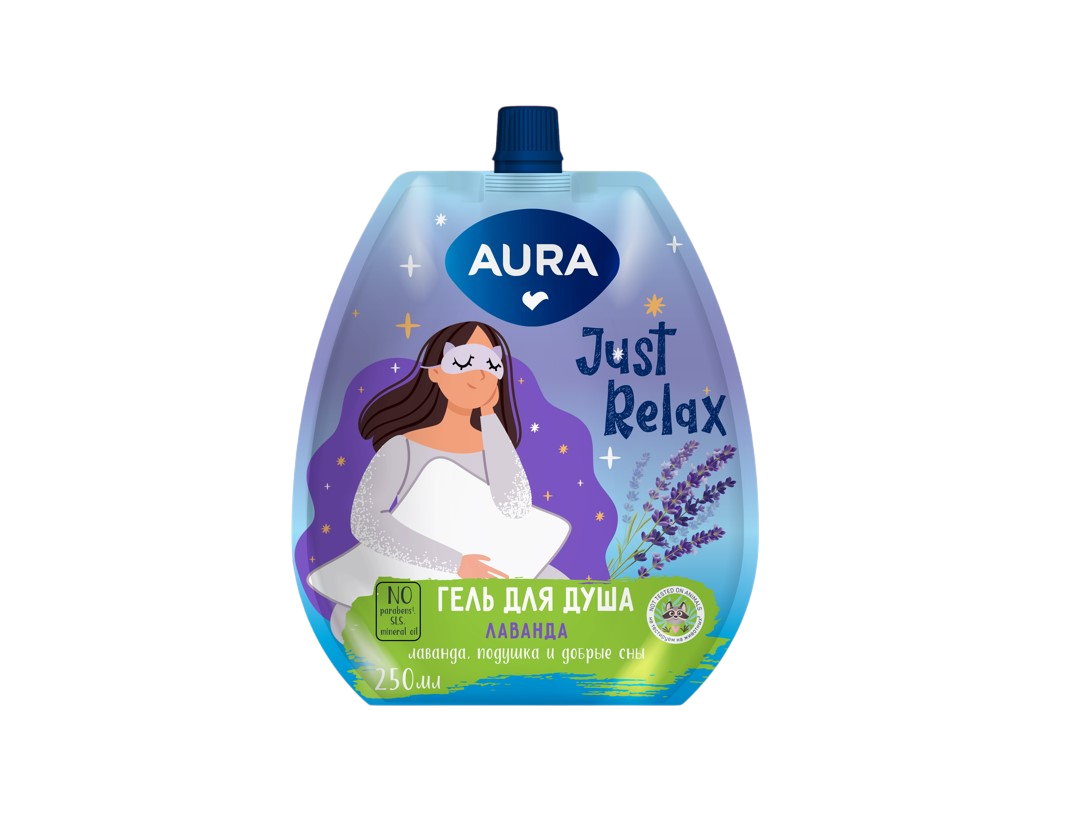 Aura гель для душа лаванда дой пак 250 мл