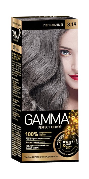 Gamma Perfect Hair стойкая крем краска тон 8.19 пепельный