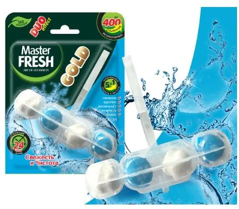 Master FRESH gold подвесной блок для унитаза effect 400 смываний 5в1 морской 1шт