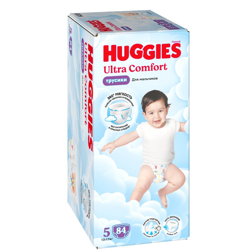 Huggies ultra comfort 5 12-17 кг трусики подгузники 84 шт для мальчиков