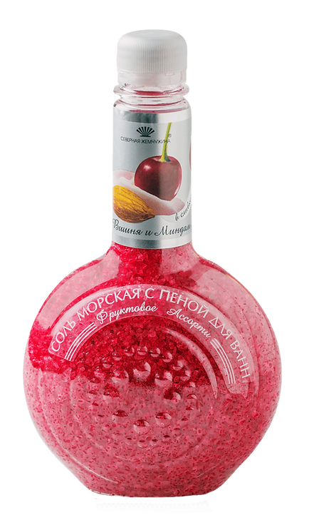 Фруктовое Ассорти соль для ванн вишня и миндаль в сливках банка 550 г