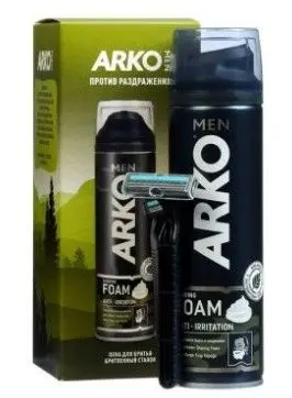 Arko men подарочный набор пена anti Irritation 200 мл + станок pro2 1 шт