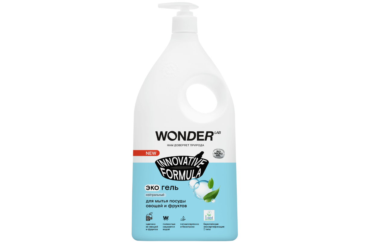 Wonder Lab экогель для мытья посуды нейтральный 1 л