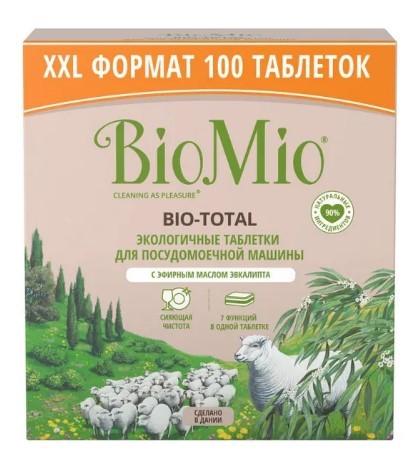 BioMio bio total таблетки для посуд машины с маслом эвкалипта 100 шт экспортный вариант