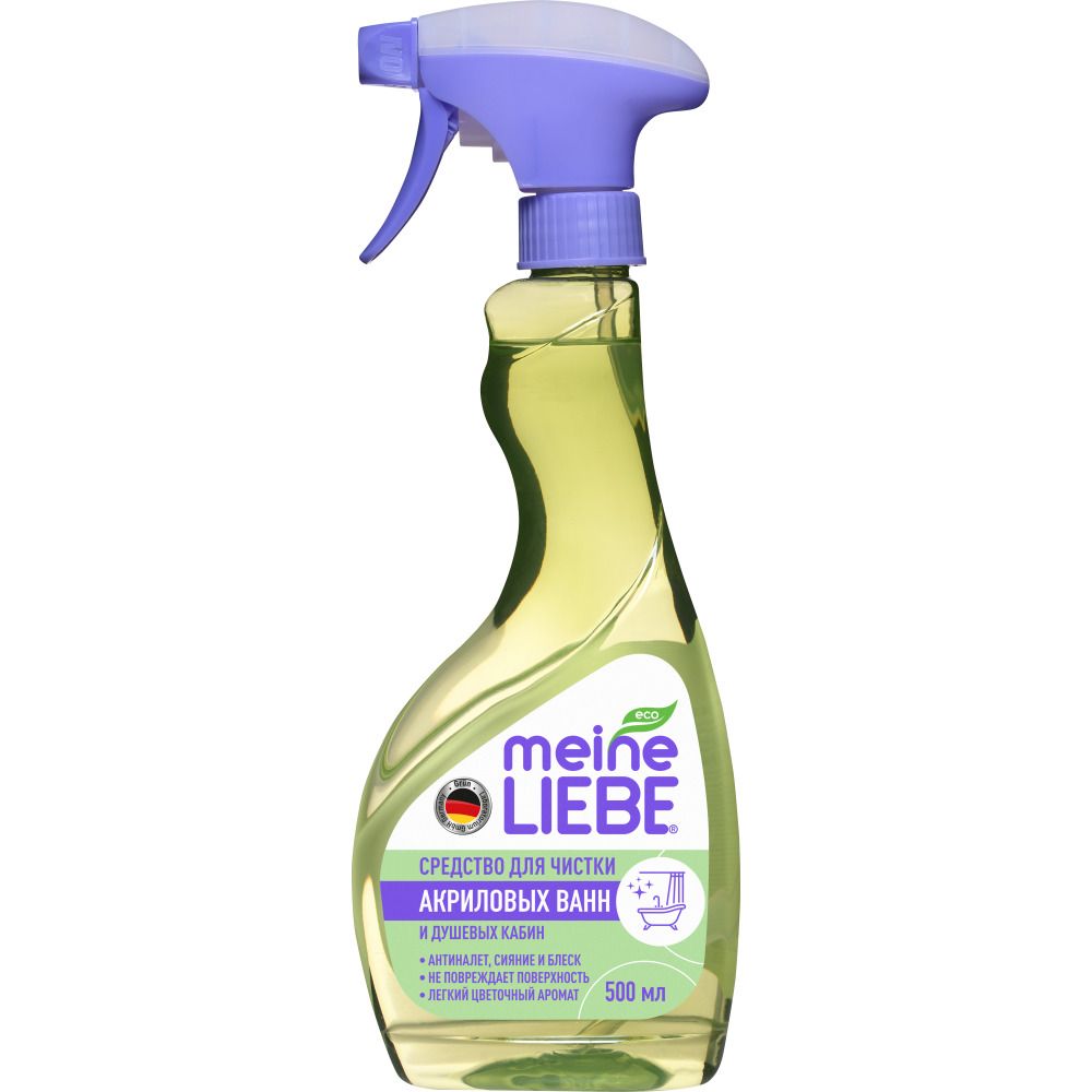 Meine Liebe чистящее средство для акриловых ванн и душевых кабин без хлора на основе фруктовых кислот экологичное 500 мл