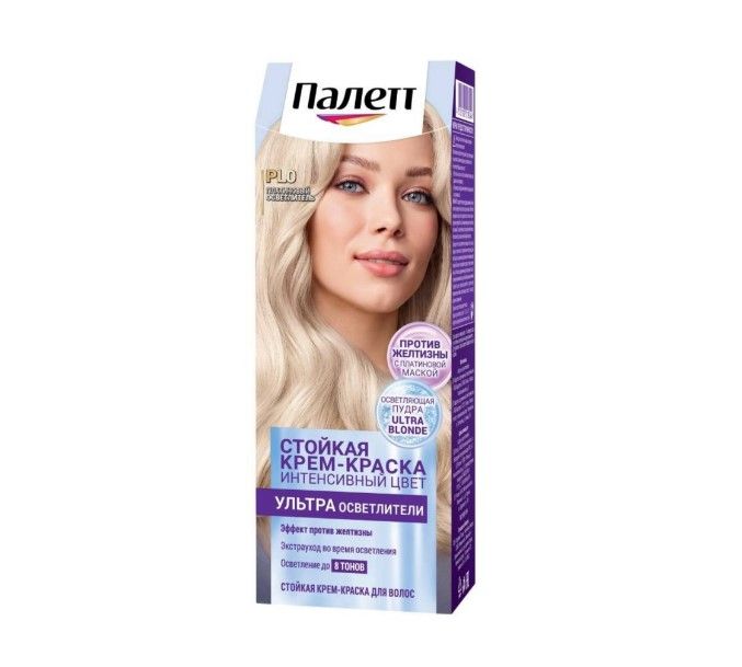 Палетт крем краска для волос платиновый осветлитель осветляет до 8 тонов PL0