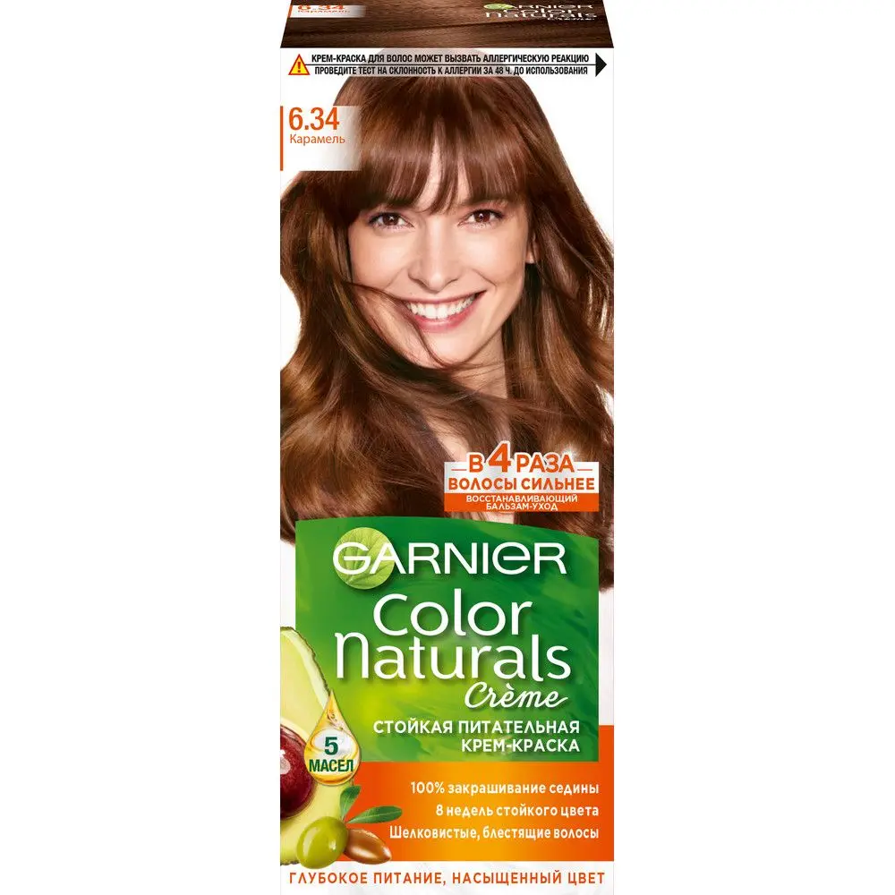 Garnier стойкая питательная крем краска для волос color naturals оттенок 6.34 карамель