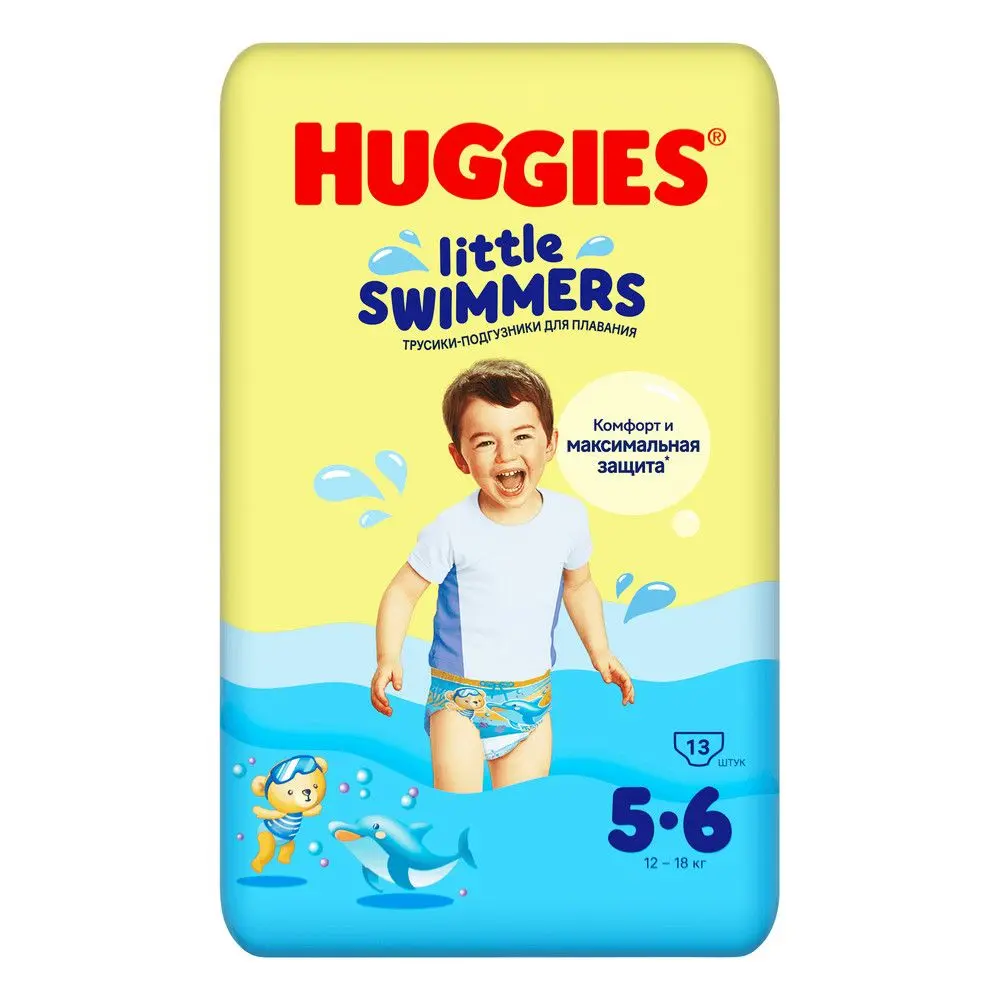 Huggies little swimmers подгузники для плавания 12-18 кг 5-6 размер 13 шт
