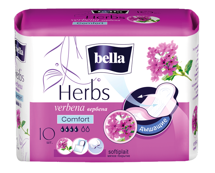 Прокладки BELLA HERBS Tilia softiplait с экстрактом вербены 10шт