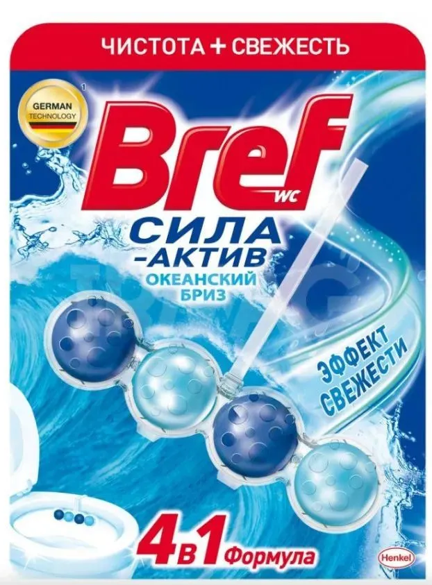 Bref сила актив океанский бриз чистящий блок для туалета 50 г