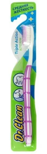 DR.CLEAN зубная щётка трипл экшн медиум