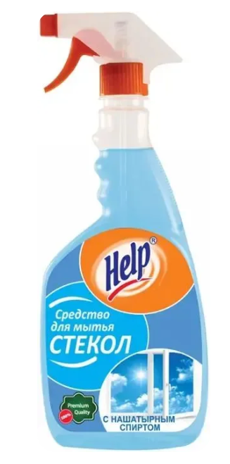 Средство для мытья стекол 'Help' С нашатырным спиртом 0,5 л с распылителем