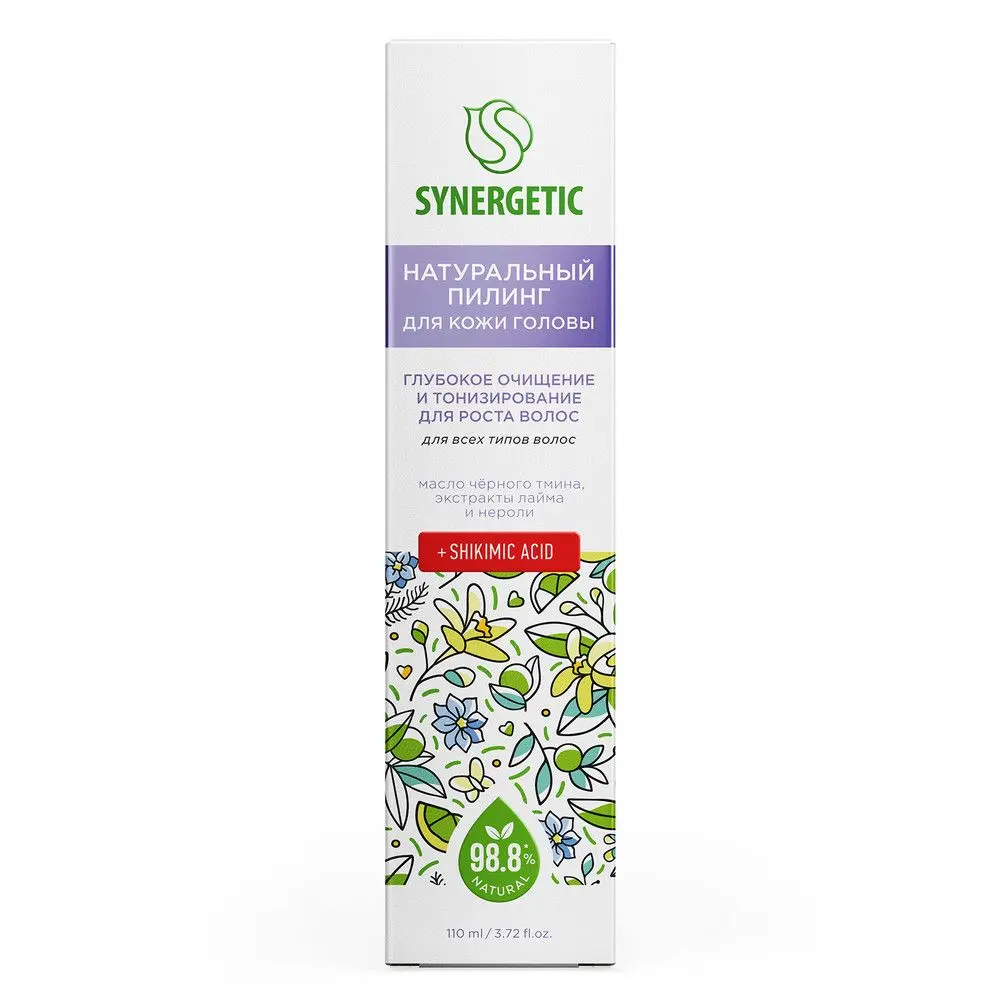 Synergetic натуральный пилинг для кожи головы глубокое очищение и тонизирование для роста волос 110 мл