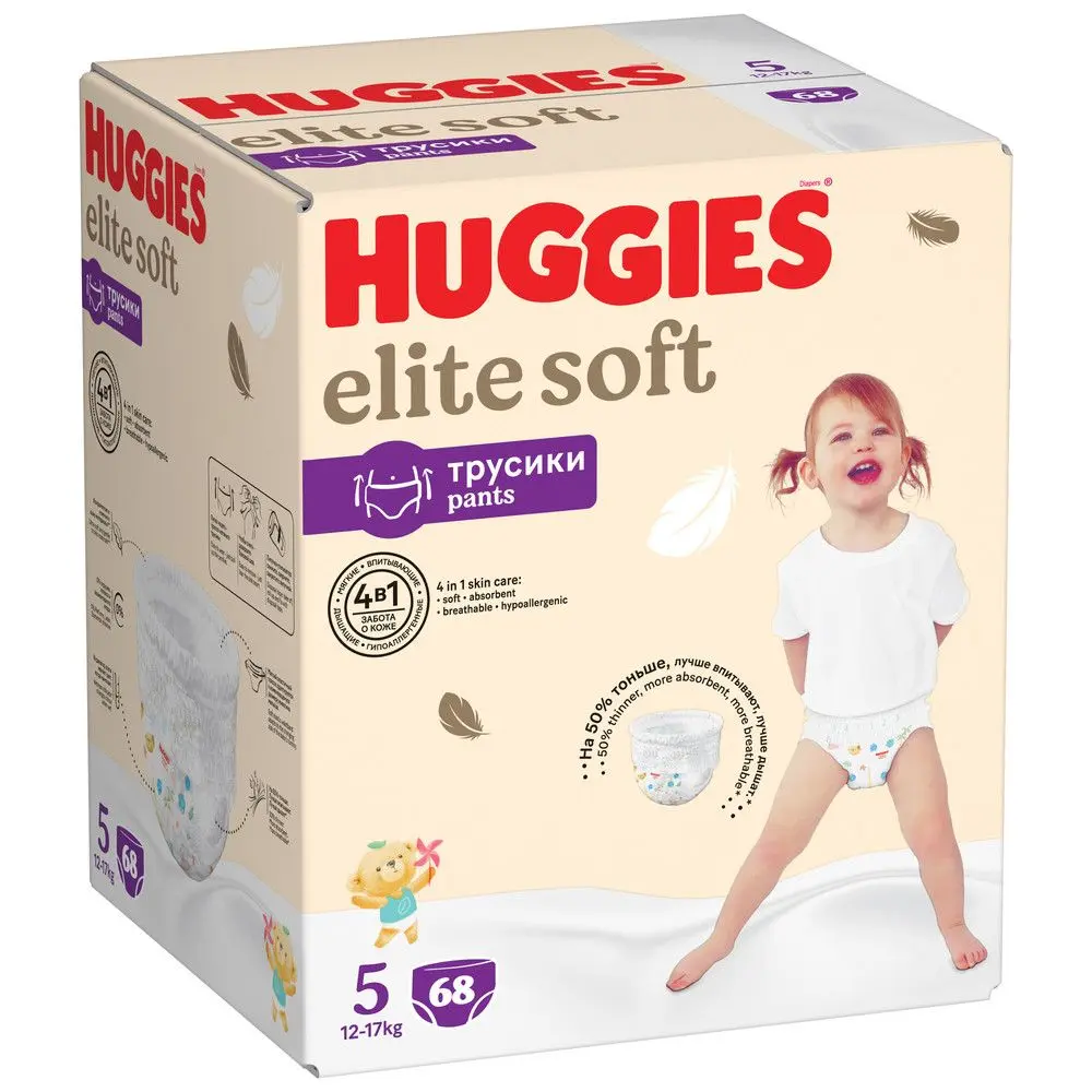 Huggies Soft подгузники трусики 12-17 кг 5 размер 68 шт