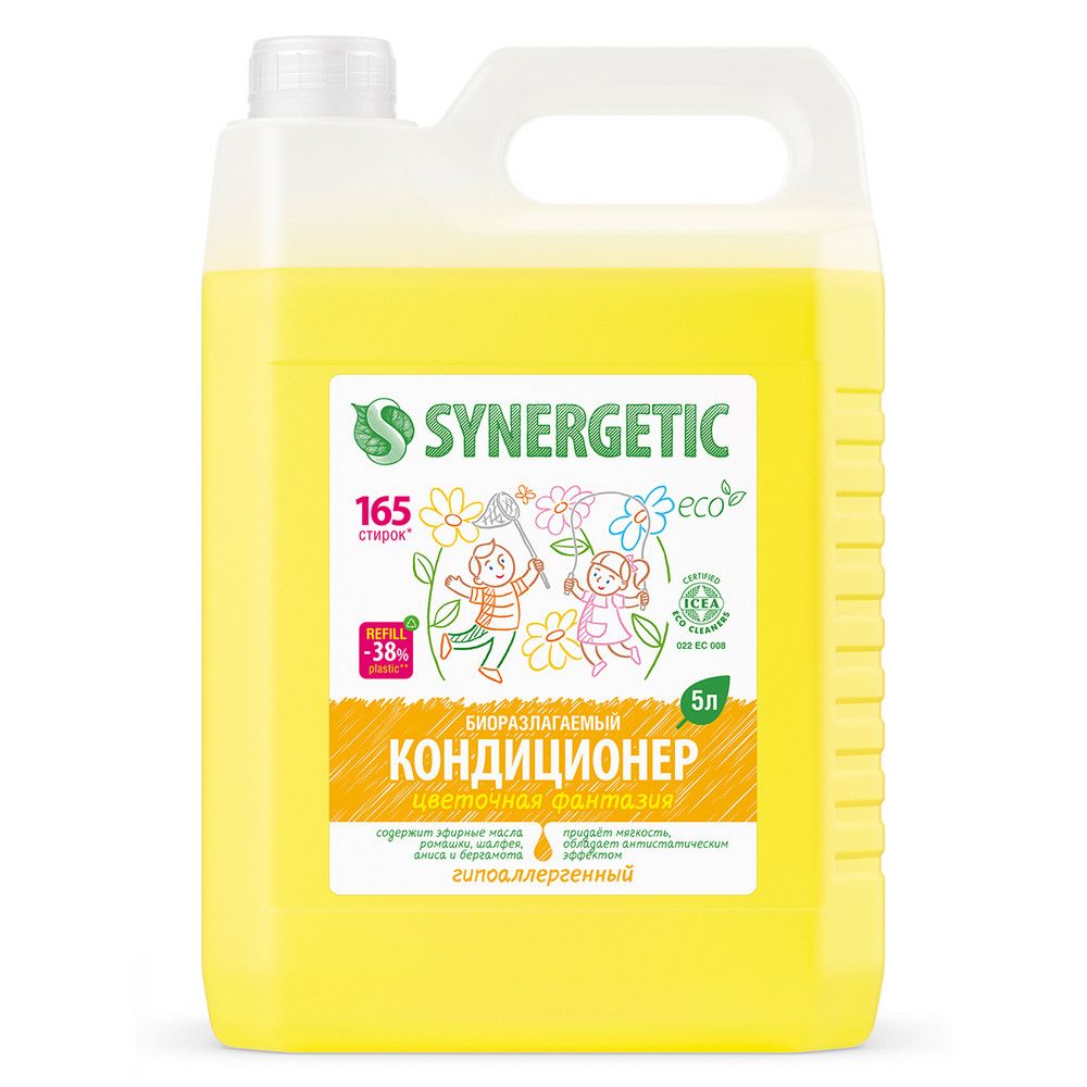 Synergetic кондиционер ополаскиватель для белья цветочная фантазия 5 л 90 стирок