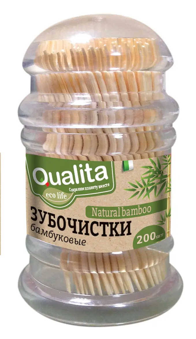 Qualita зубочистки 200 шт бамбуковые