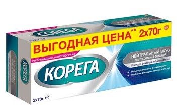 Корега нейтральный вкус крем для фиксации 2*70 гр