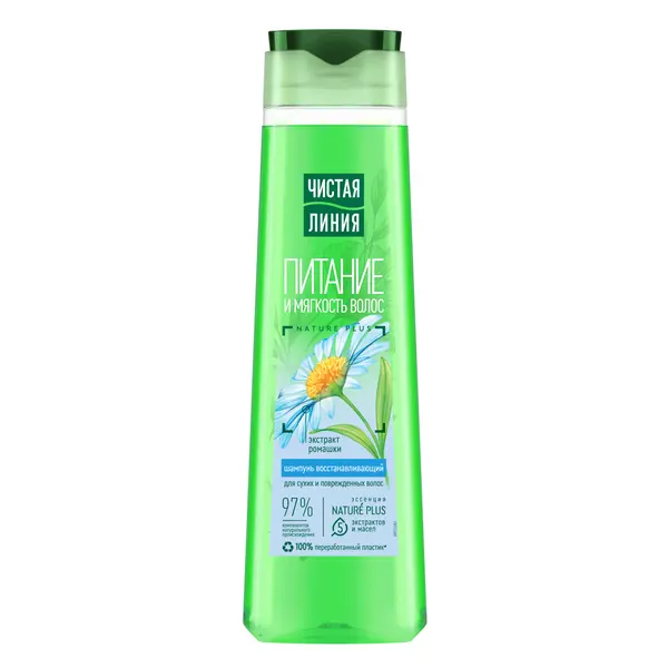 Чистая Линия шампунь восстанавливающий питание и мягкость для поврежденных волос с экстрактом ромашки 400 мл