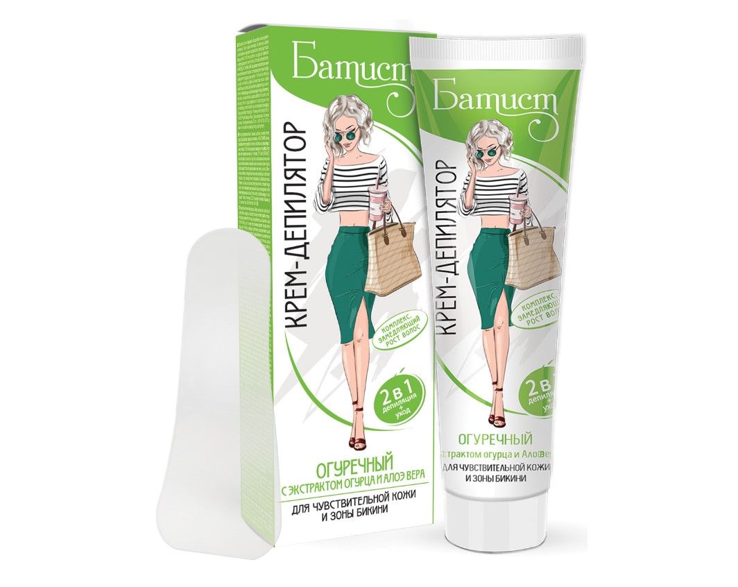 Батист крем депилятор для чувствительной кожи и зоны бикини огуречный 100 мл
